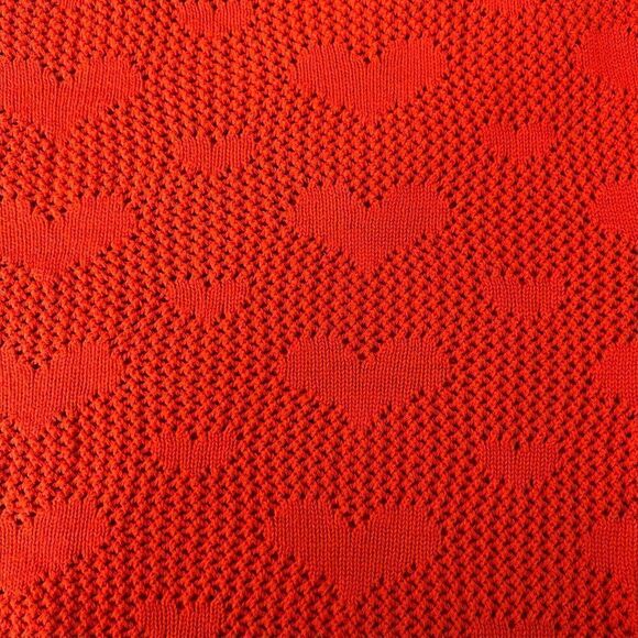 H&M Womens Top Size XL Red Chunky Open Knit Hearts Sleeveless High Low Hem - Picture 6 of 11